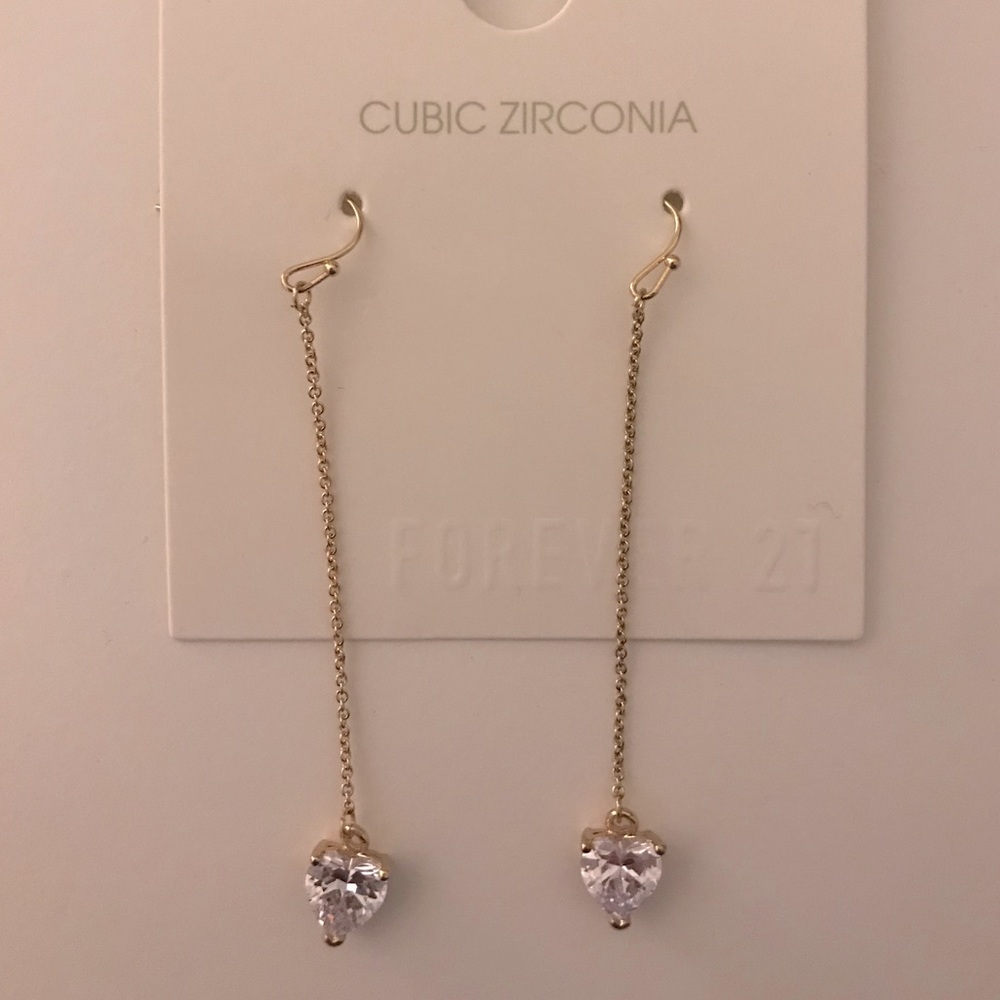 💛forever 21 dangly heart earrings